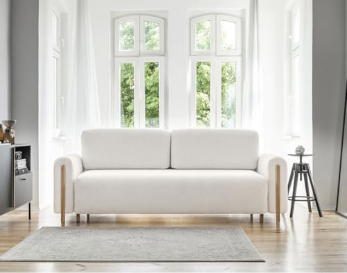 Glendale - 3-sitzer Einzelsofa - Schlaffunktion und Bettkasten - aus Bouclé-Stoff Beige von Bestmobilier