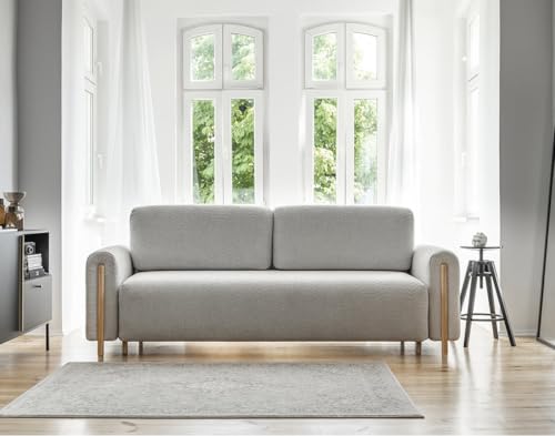 Glendale - 3-sitzer Einzelsofa - Schlaffunktion und Bettkasten - aus Bouclé-Stoff Grau von Bestmobilier