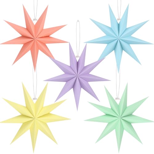 BestoFun 5 Stück Papiersterne Weihnachten Hellviolett 30cm Hellgrün 9 Zacken Papiersterne Faltsterne Hellgelb Aufhängen Hellblau Pfirsichrosa Weihnachten Dekoration für Tischdeko Weihnachten Zimmer BestoFun 5 Stück Papiersterne Weihnachten Hellviolett 30cm Hellgrün 9 Zacken Papiersterne Faltsterne Hellgelb Aufhängen Hellblau Pfirsichrosa Weihnachten Dekoration für Tischdeko Weihnachten Zimmer von BestoFun