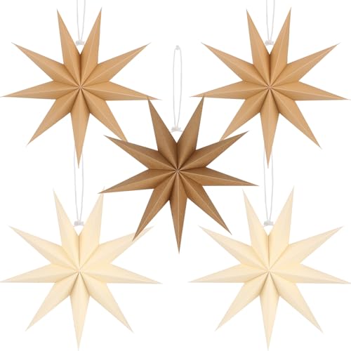 BestoFun 5 Stück Papiersterne Weihnachten Braun 30cm Khaki 9 Zacken Papiersterne Faltsterne Aufhängen Beige Weihnachten Dekoration für Tischdeko Weihnachten Zimmer Hochzeit BestoFun 5 Stück Papiersterne Weihnachten Braun 30cm Khaki 9 Zacken Papiersterne Faltsterne Aufhängen Beige Weihnachten Dekoration für Tischdeko Weihnachten Zimmer Hochzeit von BestoFun