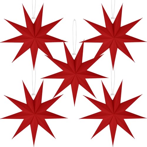 BestoFun 5 Stück Papiersterne Weihnachten 30cm Rot Papiersterne Faltsterne Aufhängen Weihnachten Dekoration für Tischdeko Weihnachten Zimmer Hochzeit Geburtstag BestoFun 5 Stück Papiersterne Weihnachten 30cm Rot Papiersterne Faltsterne Aufhängen Weihnachten Dekoration für Tischdeko Weihnachten Zimmer Hochzeit Geburtstag von BestoFun