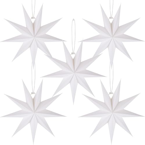 BestoFun 5 Stück Papiersterne Weihnachten 30cm Weiß Papiersterne Faltsterne Aufhängen Weihnachten Dekoration für Tischdeko Weihnachten Zimmer Hochzeit Geburtstag BestoFun 5 Stück Papiersterne Weihnachten 30cm Weiß Papiersterne Faltsterne Aufhängen Weihnachten Dekoration für Tischdeko Weihnachten Zimmer Hochzeit Geburtstag von BestoFun