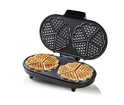 Bestron Doppel-Waffeleisen für klassische Herzwaffeln, Waffelmaker mit Backampel & Antihaftbeschichtung, 1.200 Watt, Farbe: Kupfer von Bestron