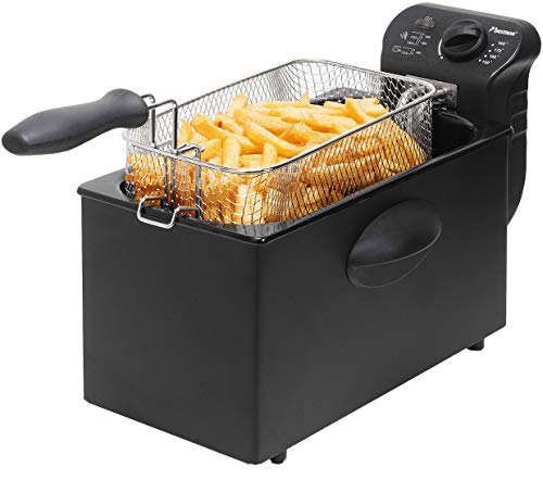 Bestron Öl-Fritteuse mit Kaltzonentechnologie, Fritteuse mit 3.5 Liter Volumen, stufenloser Temperaturregler bis 190°C, teilweise spülmaschinengeeignet, 2000 Watt, Farbe: Schwarz von Bestron