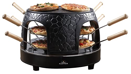 Bestron Pizzaofen für bis zu 8 Personen, Pizza dome für kleine Pizzen (Ø 10 cm), mit Keramik-Kuppel, ca. 12-15 Minuten Garzeit, 1150 Watt, Farbe: Schwarz von Bestron