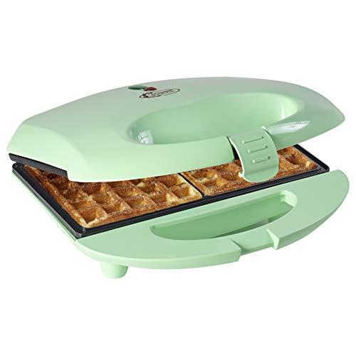 Bestron Brüsseler Waffeleisen im Retro Design, Waffelmaker für 2 belgische Waffeln, mit Antihaftbeschichtung & Backampel, 700 W, Farbe: Mint von Bestron