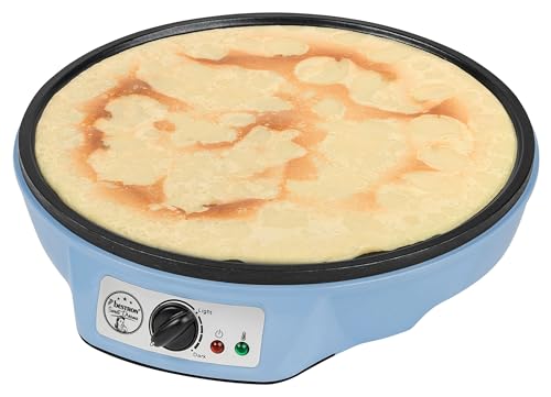 Bestron Crêpes Maker im Retro Design, für Crepes mit Ø 30 cm, inkl. Teigverteiler & Crêpes-Wender, mit Antihaftbeschichtung, 1000 Watt, Farbe: Blau von Bestron