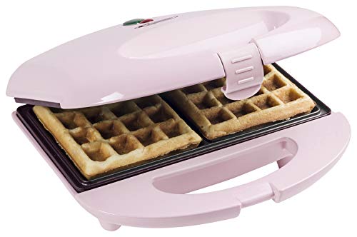 Bestron Brüsseler Waffeleisen im Retro Design, Waffelmaker für 2 belgische Waffeln, mit Antihaftbeschichtung & Backampel, 700 W, Farbe: Rosa von Bestron