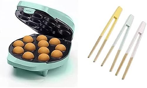 Bestron Cake-Pop Maker, inkl. Servierzangen-Set, Ideal zum Entnehmen oder Wenden der Cake-Pops, Farbe Gerät: Mint, Servierzangen: Mehrfarbig von Bestron