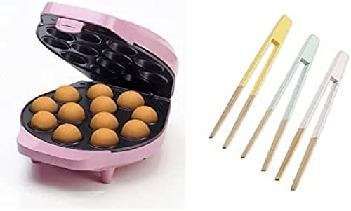 Bestron Cake-Pop Maker, inkl. Servierzangen-Set, Ideal zum Entnehmen oder Wenden der Cake-Pops, Farbe Gerät: Rosa, Servierzangen: Mehrfarbig von Bestron