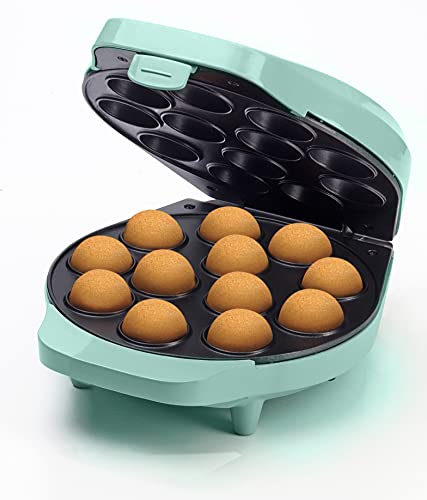 Bestron Waffeleisen für Cake-Pop's im Retro Design, Cake-Pop-Maker inkl. Cake-Pop-Butler, Gabel & 12 Cake-Pop-Sticks, mit Antihaftbeschichtung,700 W, Farbe: Mint von Bestron