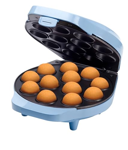 Bestron Waffeleisen für Cake-Pop's im Retro Design, Cake-Pop-Maker inkl. Cake-Pop-Butler, Gabel & 12 Cake-Pop-Sticks, mit Antihaftbeschichtung, 700 W, Farbe: Blau von Bestron