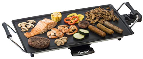 Bestron elektrischer Tischgrill, Plancha-/Teppanyaki-Grillplatte mit Antihaftbeschichtung, Grillspaß für bis zu 4 Personen, 2.000 Watt, Farbe; Schwarz, 47,5 x 25,5 cm von Bestron