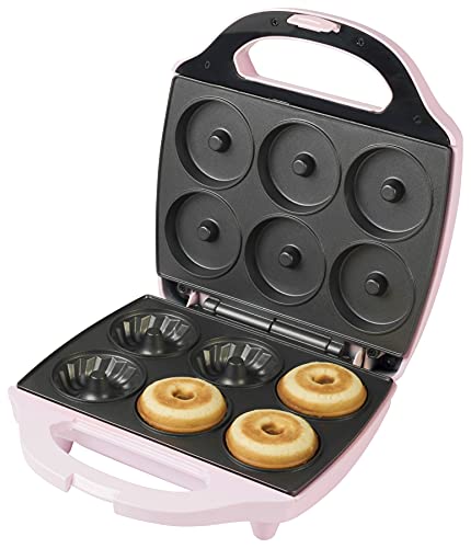 Bestron Gugelhupf Maker, Waffeleisen für 6 süße Mini-Küchlein, mit Antihaftbeschichtung, 900 Watt, Farbe: Rosa von Bestron