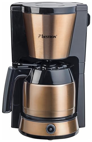 Bestron Filter-Kaffeemaschine für 8 Tassen Kaffee, Kaffeemaschine mit 1 Liter Thermokanne, inkl. Permanent-Filter & Abschaltautomatik, 900 W, Farbe: Kupfer von Bestron