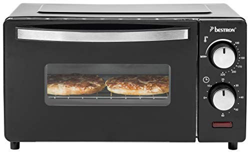 Bestron AOV9 Kompakter Mini-Backofen mit Ober-/Unterhitze, 9 Liter, 800 Watt, Schwarz von Bestron