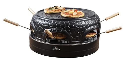 Bestron Pizzaofen für bis zu 6 Personen, Pizza dome für kleine Pizzen (Ø 10 cm), mit Keramik-Kuppel, ca. 12-15 Minuten Garzeit, 860 Watt, Farbe: Schwarz von Bestron