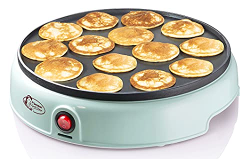 Bestron Poffertjes Maker im Retro Design, Mini Crepe's, Holländische Spezialität, Pfannkuchenautomat mit Antihaftbeschichtung & Kontrollleuchte, Sweet Dreams, Farbe: Mint von Bestron