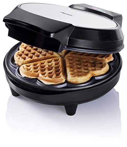 Bestron Waffeleisen für klassische Herzwaffeln, Waffelmaker mit Backampel & Antihaftbeschichtung, 700 Watt, Farbe:Schwarz von Bestron