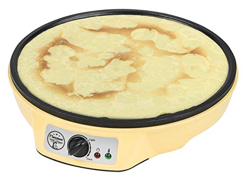 Bestron Crêpes Maker im Retro Design, für Crepes mit Ø 30 cm, inkl. Teigverteiler & Crêpes-Wender, mit Antihaftbeschichtung, 1000 Watt, Farbe: Gelb von Bestron