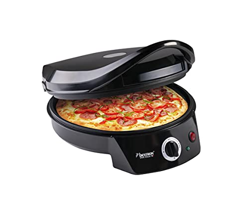 Bestron elektrischer Pizzaofen, Pizza Maker bis 230°C, mit Ober-/Unterhitze, für selbstgemachte oder Tiefkühl-Pizza, Flammkuchen, Quiche oder Wraps bis Ø 27cm, 1800 Watt, Farbe: Schwarz Bestron elektrischer Pizzaofen, Pizza Maker bis 230°C, mit Ober-/Unterhitze, für selbstgemachte oder Tiefkühl-Pizza, Flammkuchen, Quiche oder Wraps bis Ø 27cm, 1800 Watt, Farbe: Schwarz von Bestron