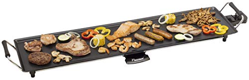 Bestron elektrischer Tischgrill, XXL Plancha-/Teppanyaki-Grillplatte mit Antihaftbeschichtung, Grillspaß für bis zu 8 Personen, extra lange Grillfläche, 1.800 Watt, Farbe; Schwarz, 90,5 x 23,7 cm von Bestron