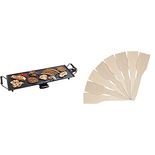 Bestron elektrischer Tischgrill XL, Bestron 8x Raclette-Schaber aus Holz von Bestron