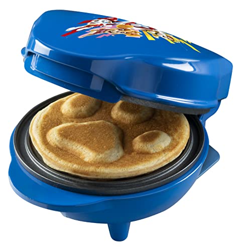 Mini-Waffeleisen im einzigartigen Paw Patrol Design, für Kindergeburtstage, Ostern & Weihnachten, inkl. Backampel, Waffelgröße: Ø 10cm, offizielles Lizenzprodukt, Farbe: Blau von Bestron