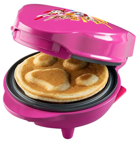 Paw Patrol Mini-Waffeleisen im einzigartigen Paw Patrol Design, für Kindergeburtstage, Ostern & Weihnachten, inkl. Backampel, Waffelgröße: Ø 10cm, offizielles Lizenzprodukt, Farbe: Rosa von Bestron