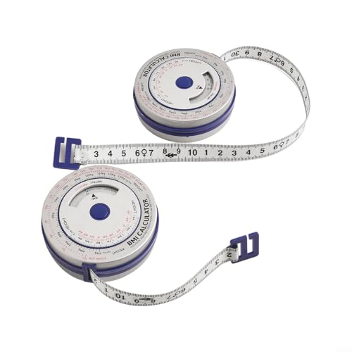 BMI-Maßband, Körpermasse, Index, Taschenrechner, einziehbares Maßband, 200 cm, Körpermesswerkzeug für Ernährung, Fortschritt, Fitness, Gewichtsverlust und persönliche Gesundheit, 2 Stück BMI-Maßband, Körpermasse, Index, Taschenrechner, einziehbares Maßband, 200 cm, Körpermesswerkzeug für Ernährung, Fortschritt, Fitness, Gewichtsverlust und persönliche Gesundheit, 2 Stück von Besttoolifes