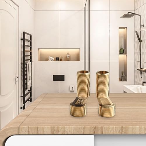 Badezimmer-Duscharmatur-Adapter, gebogener Fuß, verstellbares Winkelventil, Wandmontage, Messingkonstruktion (schwerer Stil) von Besttoolifes