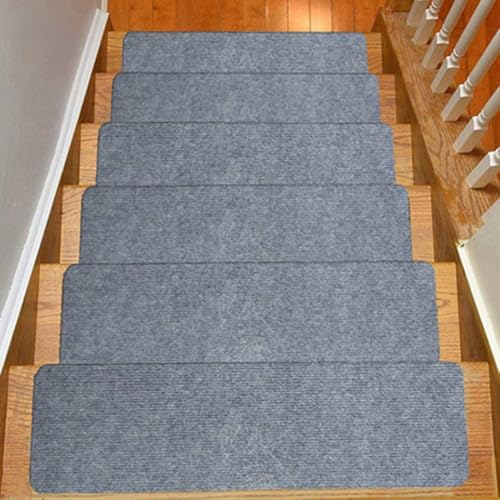 Besttoolifes 5 Stück rutschfeste Stufenmatten Teppich Stufenmatten 20 x 76 cm Treppenteppich abnehmbar und maschinenwaschbar Indoor Treppenläufer Teppiche Abdeckung Matte perfekt für Haustiere Kinder von Besttoolifes