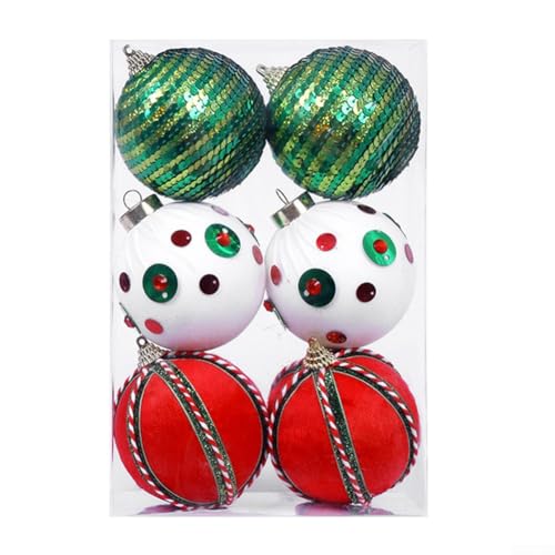 Besttoolifes 6 Stück Weihnachten gepunktete Schaumstoff-Kugeln Ornamente Samt Stressabbau Dekorationen 8 cm grün Urlaub Party Baum hängende Dekoration festliches Zubehör (rot und grün) von Besttoolifes