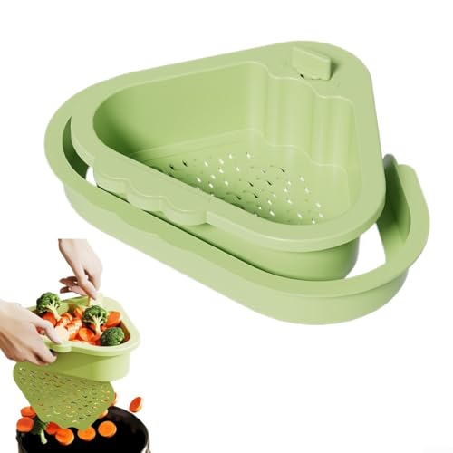 Besttoolifes Ecksieb für die Küchenspüle, mit automatischem Abtropfkorb und Schwammhalter, platzsparender ABS-Spülbecken-Organizer für Lebensmittelabfälle und Reinigungszubehör (grün) von Besttoolifes