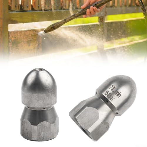 Besttoolifes Edelstahl-Abwasserdüse für Hochdruckreiniger G1/2-Gewinde, robuster Rohrreinigungsaufsatz mit vorderen und hinteren Sprühlöchern für Abfluss im Freien, Dachrinne und Besttoolifes Edelstahl-Abwasserdüse für Hochdruckreiniger G1/2-Gewinde, robuster Rohrreinigungsaufsatz mit vorderen und hinteren Sprühlöchern für Abfluss im Freien, Dachrinne und von Besttoolifes