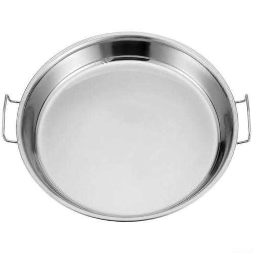 Besttoolifes Edelstahl-Tablett, Grill-Pizza-Pfanne mit Griff für einfaches Tragen, Küchen-Kochwerkzeug, hitzebeständige Metallplatte für Backofen, Grill, Servieren, 26–38 cm (34 cm) von Besttoolifes