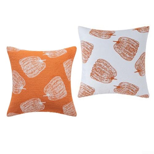 Besttoolifes Einzigartige Jacquard-Kürbis-Kissenbezüge, perfektes Zubehör für Ihre Herbst- und Urlaubsdekoration (2 Stück orange) von Besttoolifes