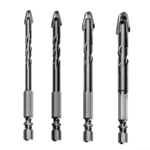 Besttoolifes Hartmetall-Exzenterbohrer mit 9 Rillen, dreieckiger Sechskantschaft für präzises Bohren in Glas, Fliesen, Granit, Beton, 6/8/10/12 mm (4 Stück) von Besttoolifes