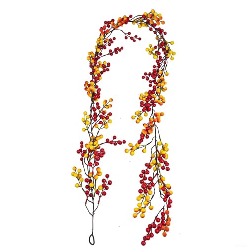 Besttoolifes Künstliche rote Beeren-Girlande, hängende Ranken, Fenster-Wanddekoration, Festival-Dekoration, Weihnachtsfeier, Baum, Hochzeit, Fenster, Wand, Zuhause (rot) von Besttoolifes