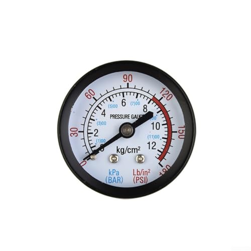 Besttoolifes Luftkompressor-Messgerät, 0–180 PSI 0–12 bar, 13 mm Untergewinde, Eisenschale, schwarz silber, großes leicht ablesbares Zifferblatt, 50 mm Gehäuse, Manometer-Werkzeug von Besttoolifes