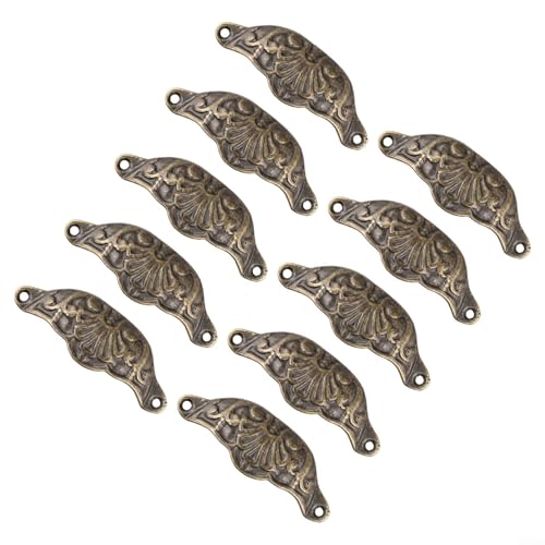 Besttoolifes Möbelgriffe aus antikem Messing, Muschelform, Möbelgriffe aus Legierung, mit Befestigungsschrauben für Küchenschränke und Kommoden, 10 Stück Besttoolifes Möbelgriffe aus antikem Messing, Muschelform, Möbelgriffe aus Legierung, mit Befestigungsschrauben für Küchenschränke und Kommoden, 10 Stück von Besttoolifes