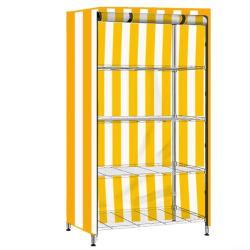 Besttoolifes Oxford Cloth Protective Cover for Storage Shelves with Clear PVC Mesh Panel and 3-Way Zipper Waterproof Dustproof Yellow 36"L x 18"W x 72"H For Various Weather Conditions(A) von Besttoolifes