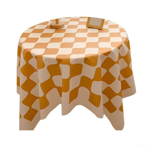Besttoolifes Plaid Table Cover Waterproof Oil Resistant Tablecloth Grid Pattern Dining Table Protector Mat For Indoor Outdoor Kitchen Home Decor Multiple Colors(Orange) von Besttoolifes
