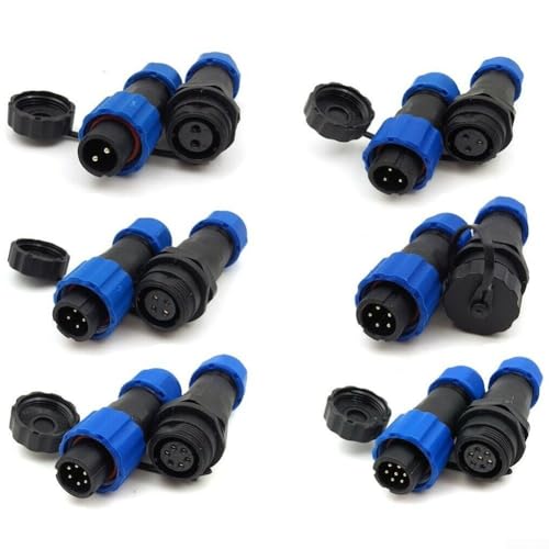 Besttoolifes SP13 Serie Luftfahrt wasserdichter Stecker, industrielle Luftfahrt-Steckdose Rundkabelstecker IP68 weiblich-stecker männlich Buchse Inline-Typ (6-polig) von Besttoolifes