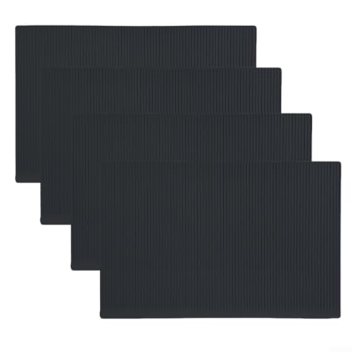 Besttoolifes Silikonfolie Thekenmatte Küche Schublade Liner Rutschfester Tischschutz Wasserdicht Regal Matte für Kühlschrank Schrank 45 x 30 cm 4 Stück (Schwarz) von Besttoolifes