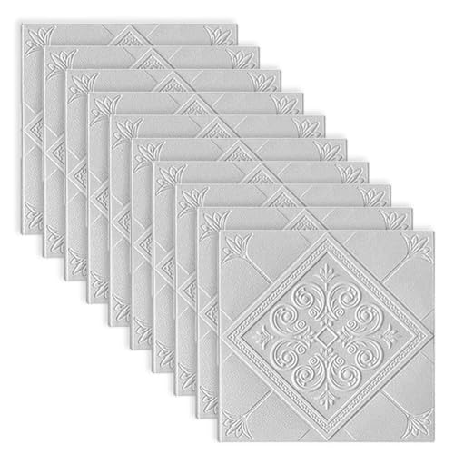 Besttoolifes Wasserdichte Deckentapete, 10 Stück, 35 x 35 cm, dekorative Wandaufkleber, XPE-Schaumplatten, öldicht, geeignet für Küche, Bad und Heimdekoration (B) von Besttoolifes