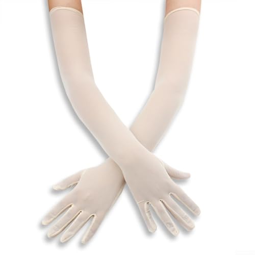 Besttoolifes Weiche transparente lange Handschuhe Zubehör für Aufführungen und Feiern (cremefarben) von Besttoolifes