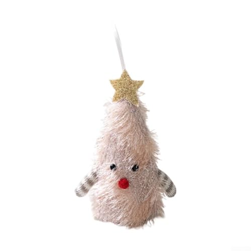 Besttoolifes Weihnachtsfiguren aus Stoff, beleuchtete Baum-Ornamente, für elegante saisonale Dekoration von Bäumen, Türen, Fenstern und Veranden (Rosa) von Besttoolifes