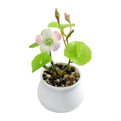 Dekorative künstliche Blume Bonsai im kleinen Topf für Schreibtisch und Couchtisch, keine Wartung erforderlich (Frühling-03) von Besttoolifes