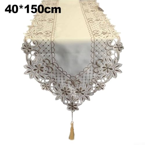 Dekorativer Spitzen-Tischläufer für Hochzeiten, Partys und den täglichen Gebrauch zu Hause (weiß 40 x 150 cm) von Besttoolifes